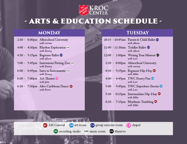 Arts & Education Schedule South Bend Kroc Center