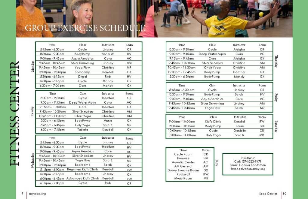 Fitness Schedule | South Bend Kroc Center
